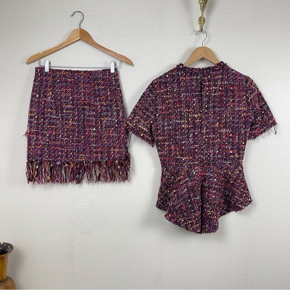 Zara Women Multicolored Tweed Peplum Set size XS - Picture 5 of 12